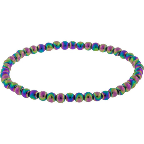 4 mm Elastic Bracelet Round Beads - Rainbow Hematite - Magick Magick.com