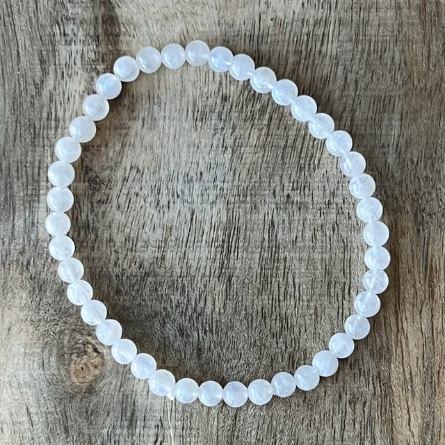 4 mm Elastic Bracelet Round Beads - Rainbow Moonstone - Magick Magick.com