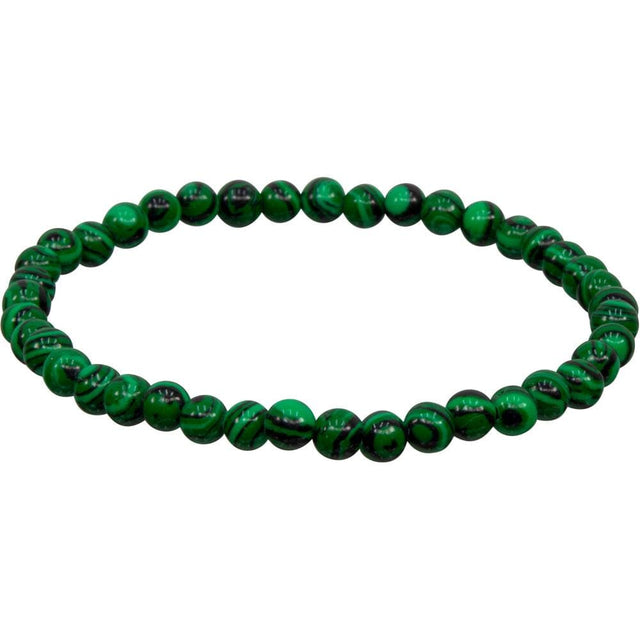 4 mm Elastic Bracelet Round Beads - Reconstituted Malachite - Magick Magick.com