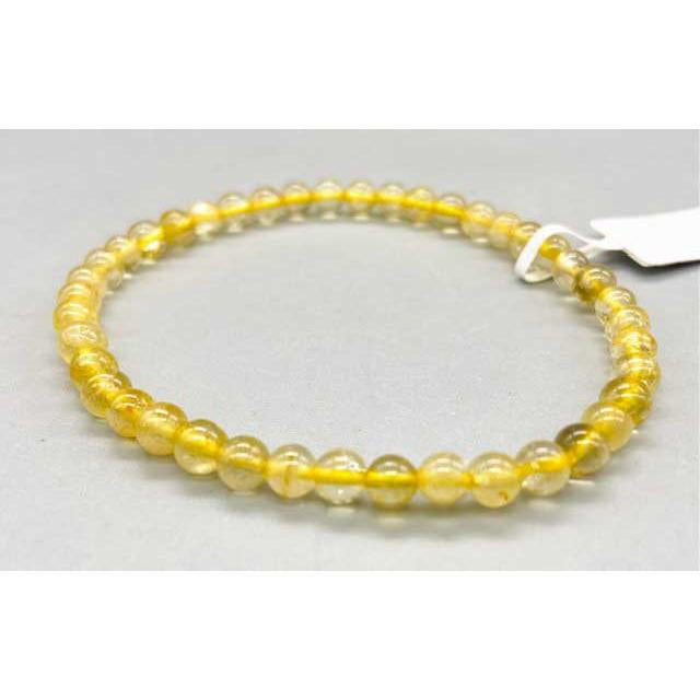 4 mm Elastic Bracelet Round Beads - Rutilated Quartz - Magick Magick.com