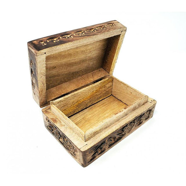 4" x 6" Floral Carved Wood Box - Magick Magick.com