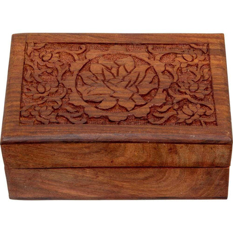 4" x 6" Wood Box Velvet Lined - Lotus Flower - Magick Magick.com