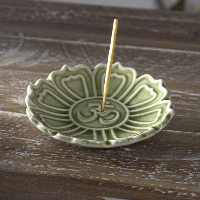 4.25" Ceramic Stick Incense Holder - Lotus - Magick Magick.com