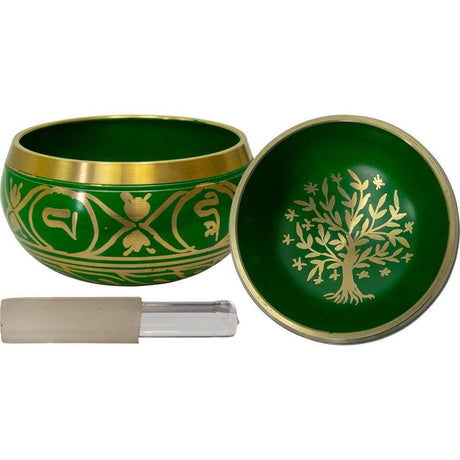 4.25" Colored Singing Bowl - Tree of Life - Green - Magick Magick.com