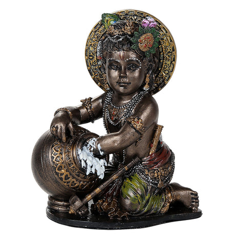 4.25" Hindu Statue - Baby Krishna Stealing Butter - Magick Magick.com