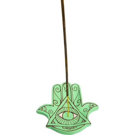4.25" Wood Incense Holder - Fatima Hand - Magick Magick.com