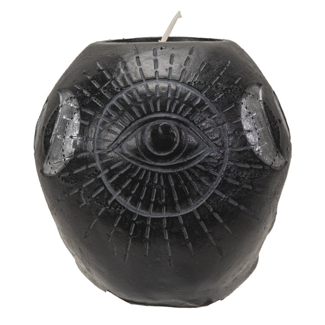 4.5" Black Skull with Butterfly Tealight Candle Holder - Magick Magick.com