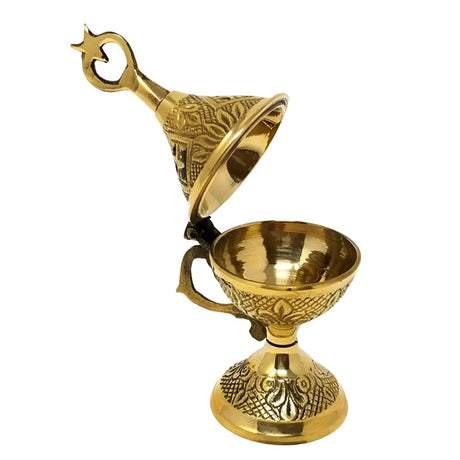 4.5" Carved Brass Burner - Magick Magick.com
