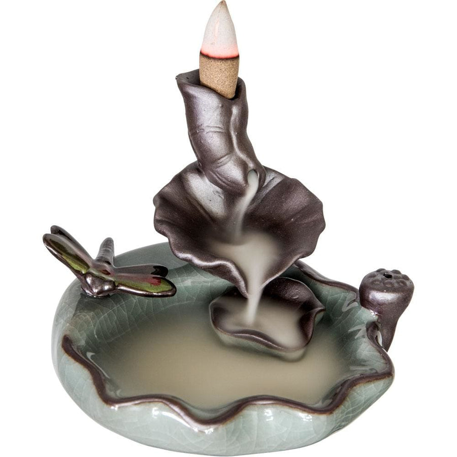 4.5" Ceramic Backflow Incense Burner - Dragonfly - Magick Magick.com