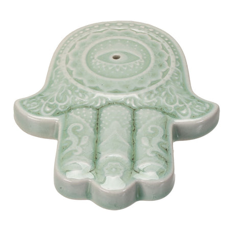 4.5" Ceramic Stick Incense Holder - Hamsa Hand - Magick Magick.com