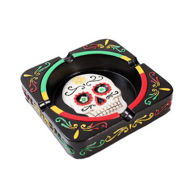 4.5" Day of the Dead Ashtray - Square Sugar Skull - Magick Magick.com