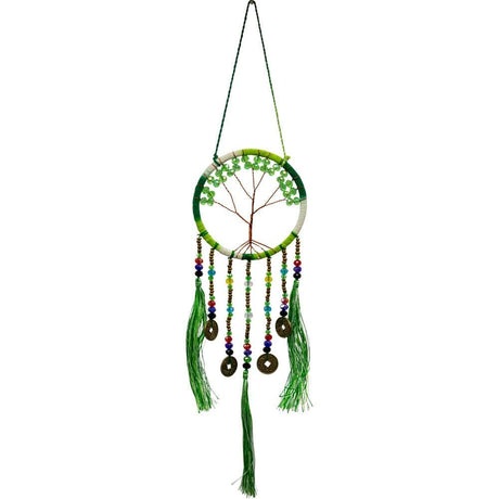 4.5" Dream Catcher - Tree of Life with Lucky Coins - Green - Magick Magick.com