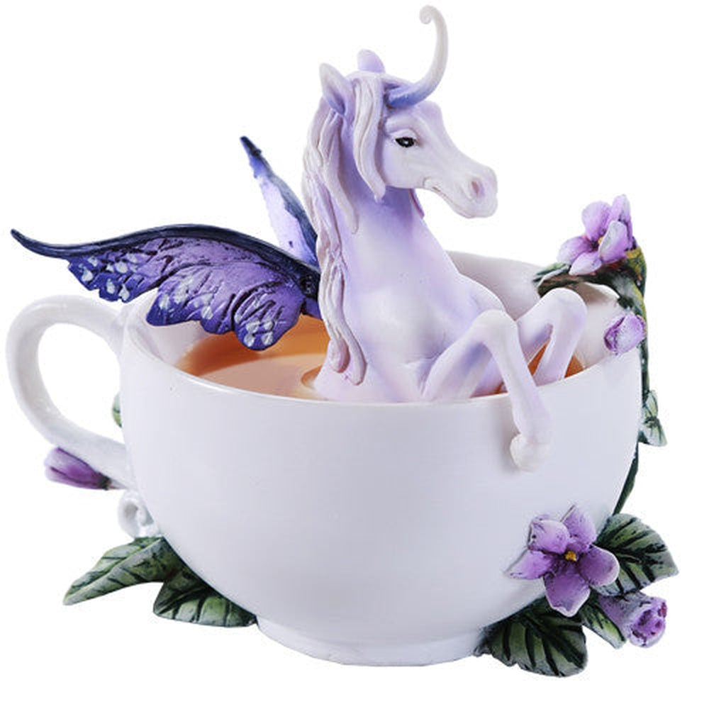 4.5" Enchanted Unicorn in a Teacup Resin Statue - Magick Magick.com