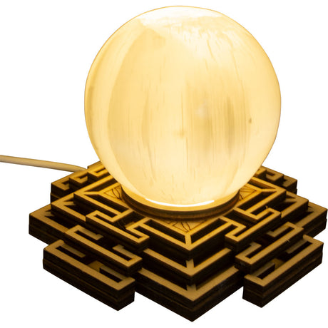 4.5" Wooden Sphere Stand with LED - Sri Yantra - Magick Magick.com