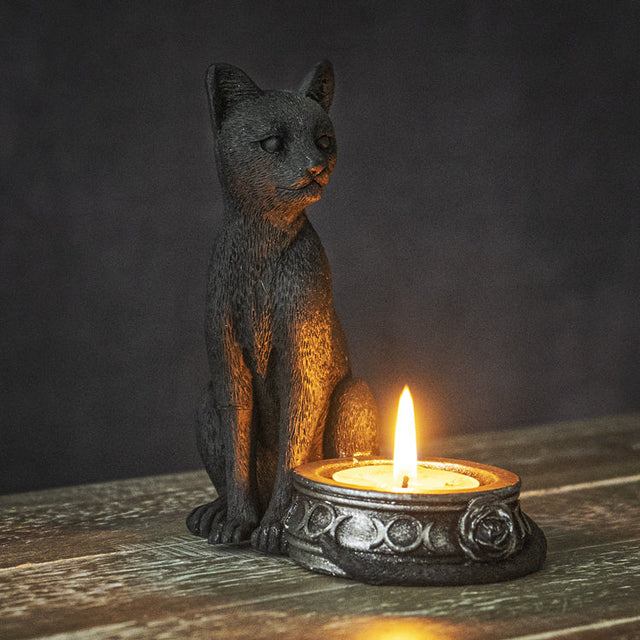 4.7" Black Cat Tealight Candle Holder - Magick Magick.com