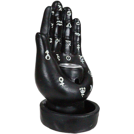 4.7" Palmistry Hand Backflow Incense Burner - Black - Magick Magick.com