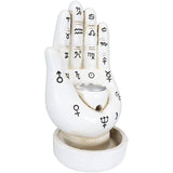 4.7" Palmistry Hand Backflow Incense Burner - White - Magick Magick.com