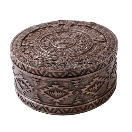 4.75" Aztec Bronze Round Display Box - Magick Magick.com