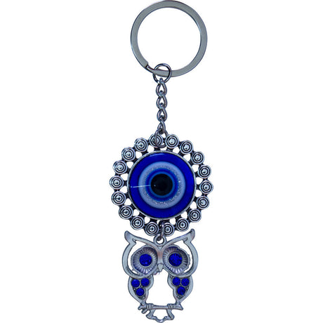 4.75" Evil Eye Talisman Key Ring - Adorned Eye with Owl - Magick Magick.com