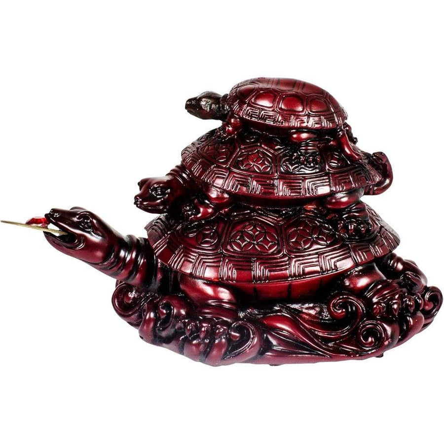 4.75" Polyresin Feng Shui Figurine - Protection Turtles - Red - Magick Magick.com