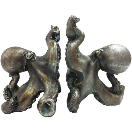 5" Antique Silver Octopus Decorative Bookends (Pair) - Magick Magick.com