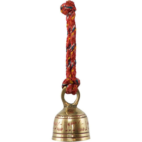 5" Brass Altar Bells with Red Corded Loop Engraved (Set of 3) - Magick Magick.com