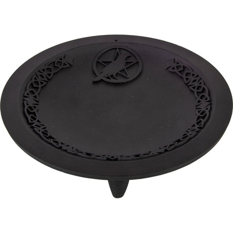 5" Cast Iron Incense Holder - Pentacle with Raven - Magick Magick.com