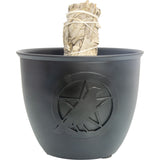 5" Cast Iron Smudge Pot - Pentacle with Raven - Magick Magick.com