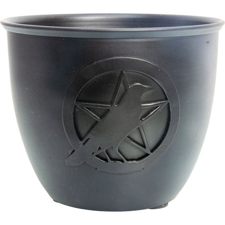 5" Cast Iron Smudge Pot - Pentacle with Raven - Magick Magick.com