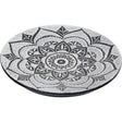 5" Soapstone Round Incense Holder - Lotus Mandala - Black - Magick Magick.com