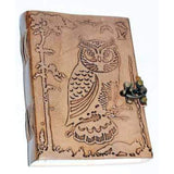 5" X 7" Owl In Jungle Leather Blank Book with Latch - Magick Magick.com