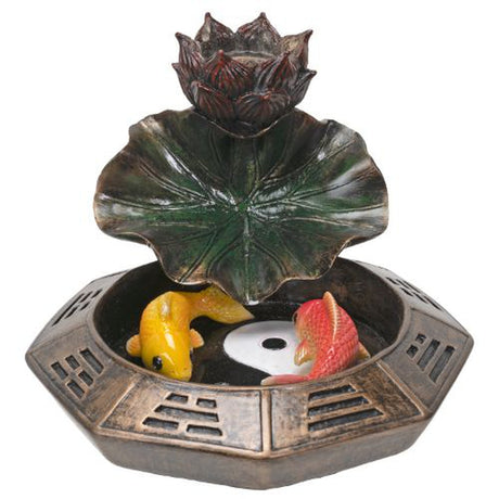 5" Yin Yang Koi Fish Backflow Incense Burner - Magick Magick.com