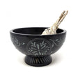 5" x 3" Black Floral Carved Soapstone Bowl Burner - Magick Magick.com