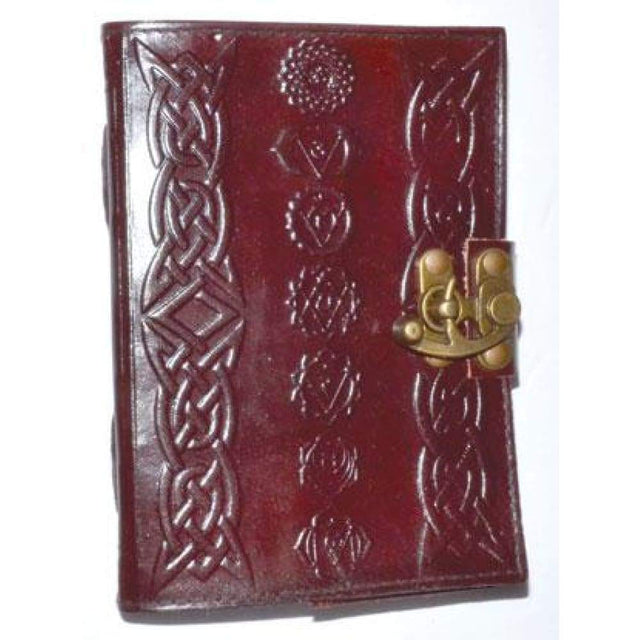 5" x 7" Chakra Leather Blank Book with Latch - Magick Magick.com