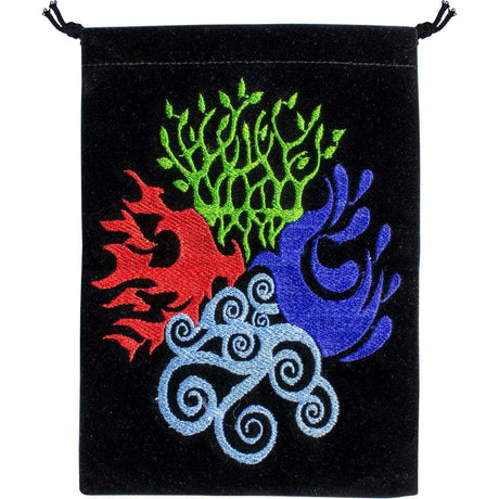 5" x 7" Embroidered Unlined Velvet Bag - 4 Elements - Magick Magick.com