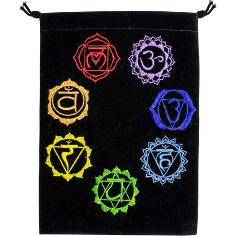 5" x 7" Embroidered Unlined Velvet Bag - 7 Chakras - Magick Magick.com