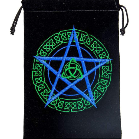 5" x 7" Embroidered Unlined Velvet Bag - Celtic Pentacle - Magick Magick.com