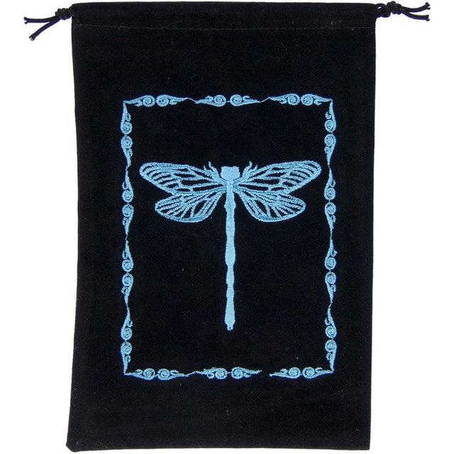 5" x 7" Embroidered Unlined Velvet Bag - Dragonfly - Magick Magick.com