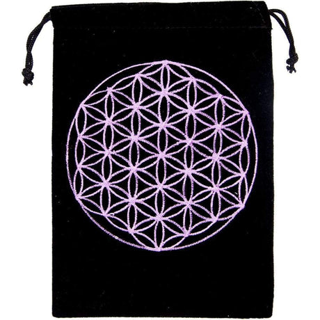 5" x 7" Embroidered Unlined Velvet Bag - Flower of Life - Magick Magick.com