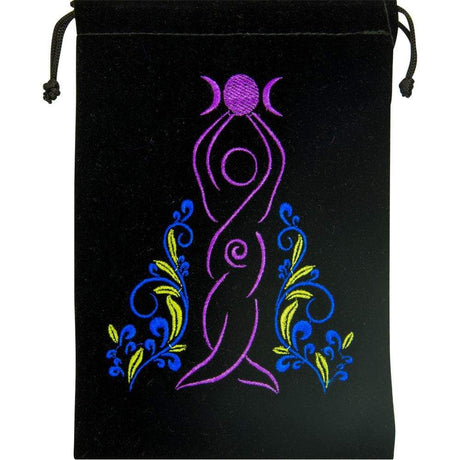 5" x 7" Embroidered Unlined Velvet Bag - Goddess (Multi Color) - Magick Magick.com
