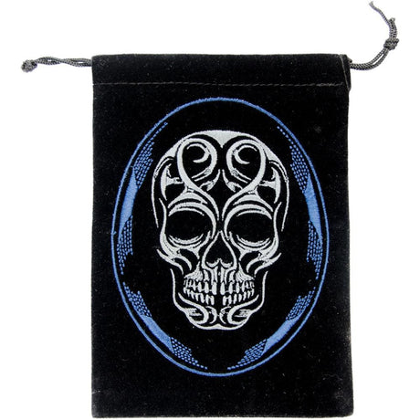 5" x 7" Embroidered Unlined Velvet Bag - Skull - Magick Magick.com