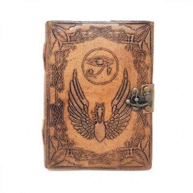 5" x 7" Eye of Horus Leather Blank Book with Latch - Magick Magick.com