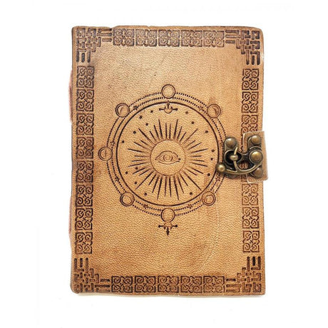 5" x 7" Moon Phase Embossed Leather Journal with Latch - Magick Magick.com