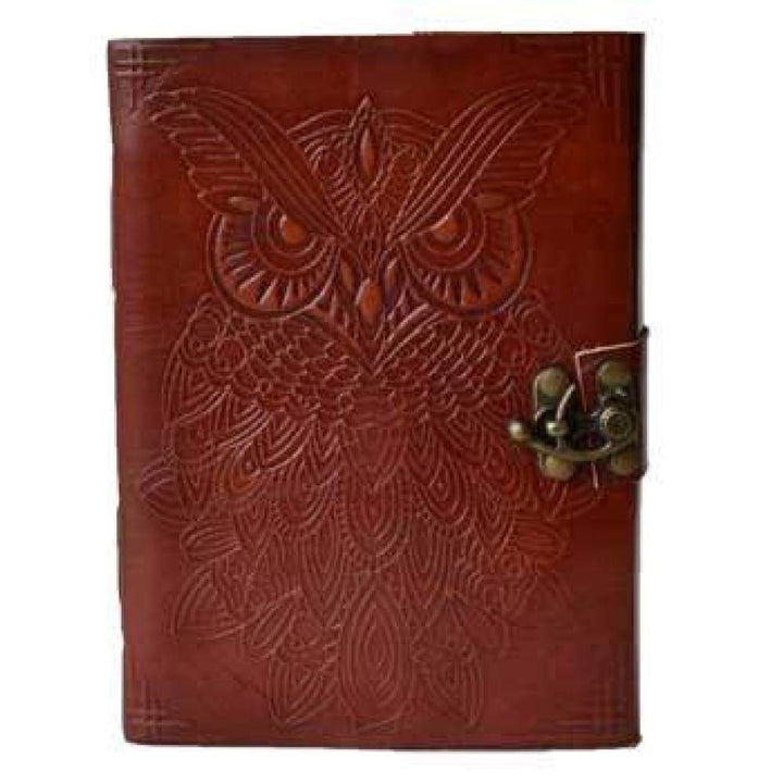 5" x 7" Owl Leather Blank Book with Latch - Magick Magick.com