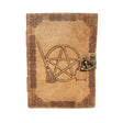 5" x 7" Pentagram Broom Cauldron Leather Blank Book with Latch - Magick Magick.com