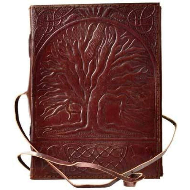 5" x 7" Sacred Oak Tree Leather Blank Book with Cord - Magick Magick.com