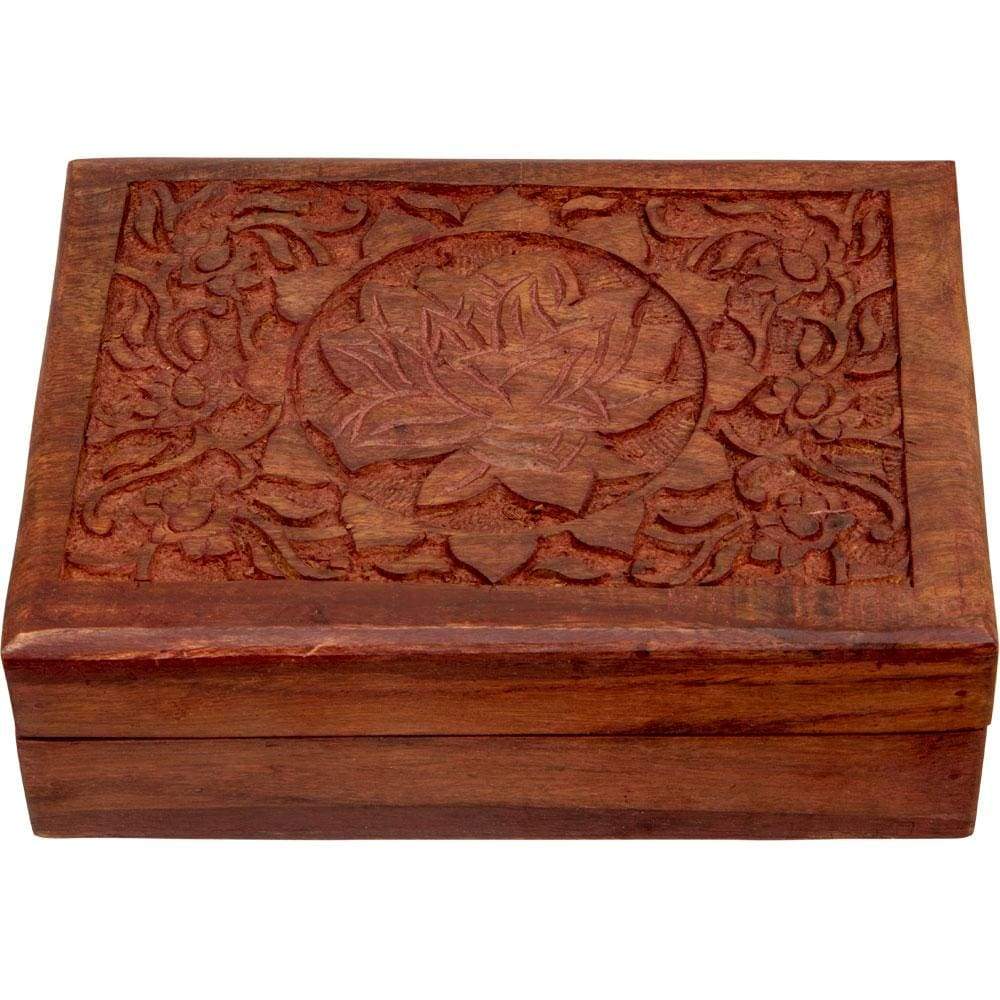 5" x 7" Shisham Wood Box - Lotus - Magick Magick.com