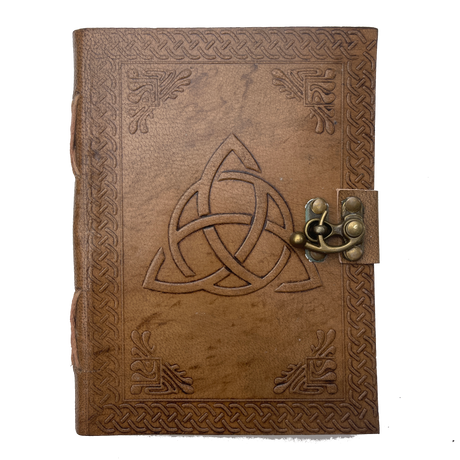 5" x 7" Triquetra Embossed Leather Journal with Latch - Magick Magick.com