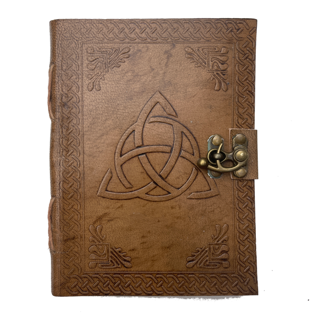 5" x 7" Triquetra Embossed Leather Journal with Latch - Magick Magick.com