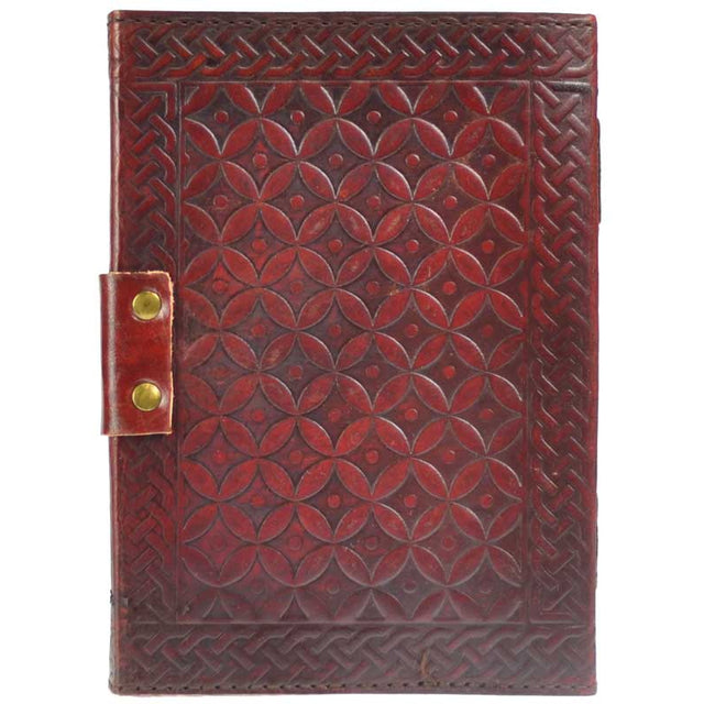 5" x 7" Triquetra Leather Blank Book with Latch - Magick Magick.com